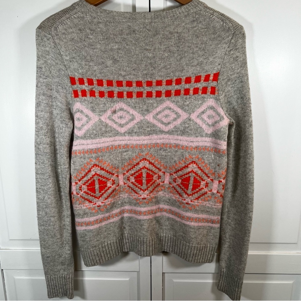 J. Crew Sweater Women's Small Crewneck Wool Blend Long Sleeve Gray Pink - Picture 5 of 5